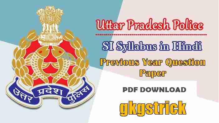 UP SI Syllabus 2021 in Hindi