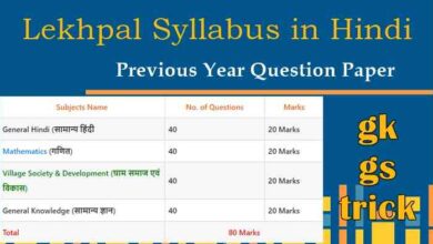 Lekhpal Syllabus in Hindi 2021 pdf